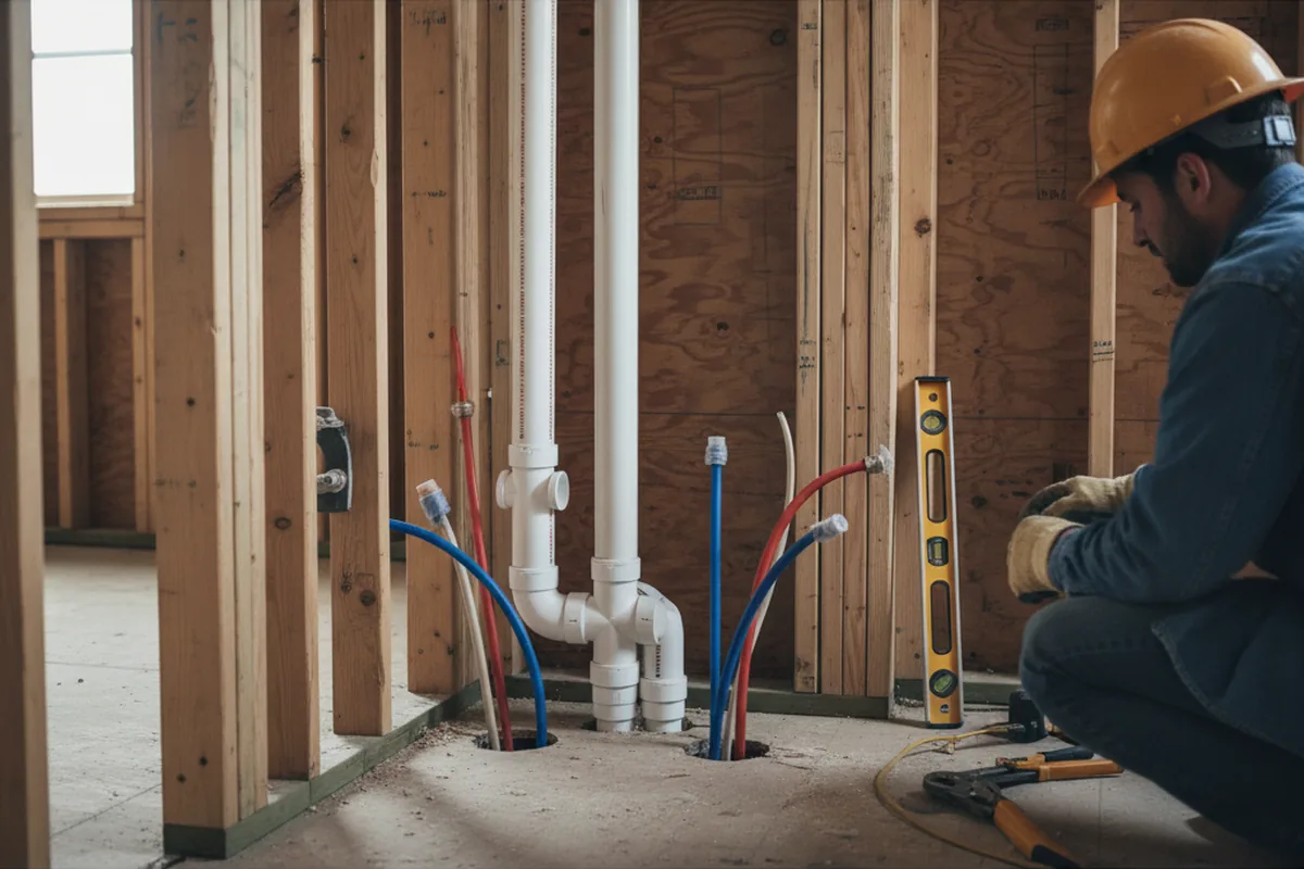 Drain and supply rough-in during Leak Detection in Kalama