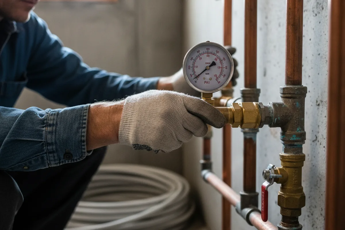 Pressure testing a repaired line during Water Line Repair in Kalama